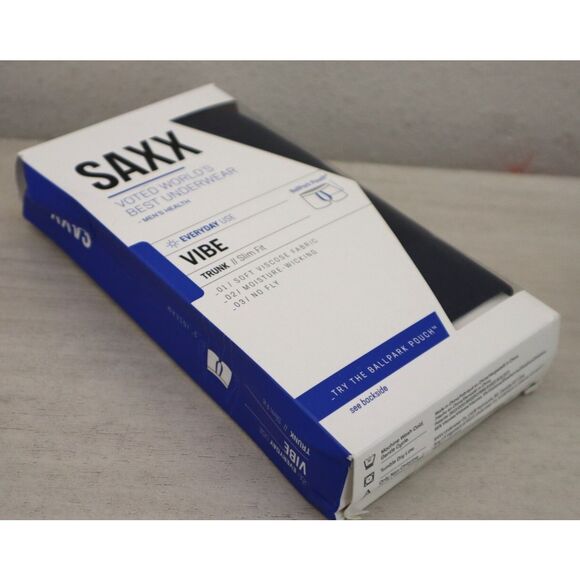 SAXX SXTM35 Men's Sz XL Navy Blue Vibe Super Soft Slim Fit Boxer Brief Trunks - Picture 3 of 6